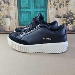 Sorel Women's Ona Ave Low Waterproof Sneaker Comfortable Black, Sea Salt Size 8